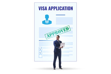 Visa application concept with businessman
