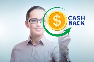 Businesswoman in the cash back concept