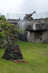 Fjell, Norway - June 15, 2022:  Fjell Fortress was built by the German occupation forces during Second World War. Its main commission was to intercept the seaward approach to Bergen. Selective focus