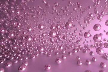 Collagen skin cell 3D filler elastin nutrition elasticity. Pink purple metal glass balls on beauty skincare background