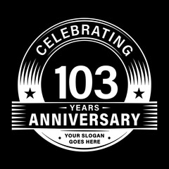 103 years anniversary celebration design template. 103rd logo vector illustrations.
