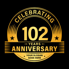 Fototapeta premium 102 years anniversary celebration design template. 102nd logo vector illustrations. 