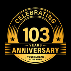 103 years anniversary celebration design template. 103rd logo vector illustrations.
