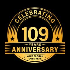 109 years anniversary celebration design template. 109th logo vector illustrations.
