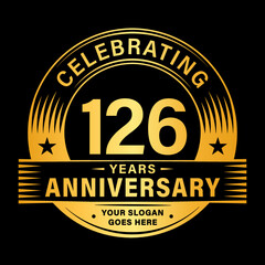 126 years anniversary celebration design template. 126th logo vector illustrations.
