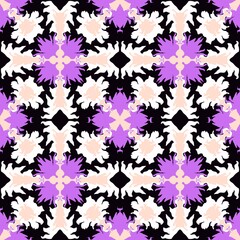 Line art mandala seamless neon watercolor flower pattern for wrapping paper and summer clothes print