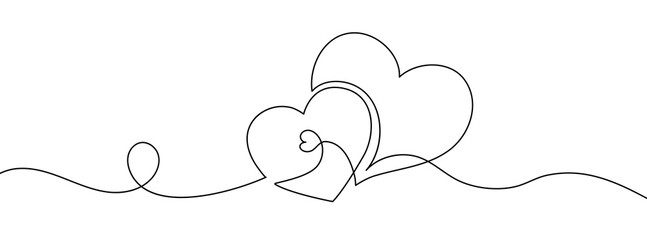 Heart. Abstract love symbol. Continuous line art drawing vector illustration. Family symbol - obrazy, fototapety, plakaty