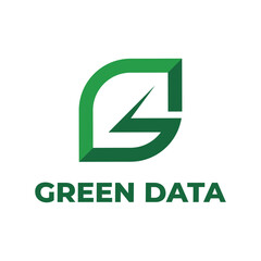 green data logo design technology leaf vector data technology icon symbol