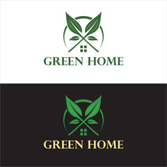 house logo design, roof, leaf, natural, rustic, roof vector, residential design, real estate, window symbol, house with shades of green