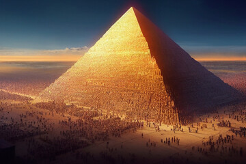 Fototapeta na wymiar Pirámide egipcia y gente. IA generativa