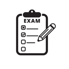 Exam icon with black design isolated on white background