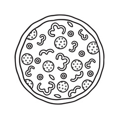 Hand drawn pizza doodle. Sketch style. Vector illustration isolated on white background