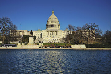 Fototapeta premium Historic senate capitol building in Washington DC, USA 