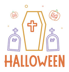 halloween lettering and coffin