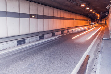 City road in the long tunnel.