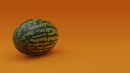 3d illustration, image of a melon, red background, copy space, 3d rendering.