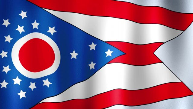 4K National Animated Sign of Ohio, Animated Ohio Flag waving, Ohio Flag in Wind