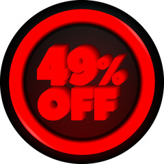 TAG 49 PERCENT DISCOUNT BUTTON BLACK FRIDAY PROMOTION FOR BIG SALES