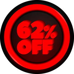 TAG 62 PERCENT DISCOUNT BUTTON BLACK FRIDAY PROMOTION FOR BIG SALES