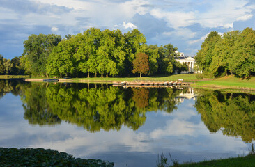 Beautiful view to the garden castle in Woerlitz, Germany