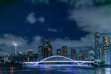 東京の湾岸エリアの夜景