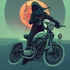 Obraz na płótnie Canvas Grim Reaper on motorcycle