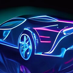 Fototapeta na wymiar sports car with neon lights 