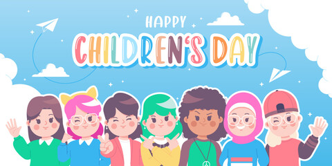 Obraz na płótnie Canvas happy childrens day banner design