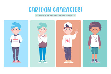 kids cartoon boy character collection design