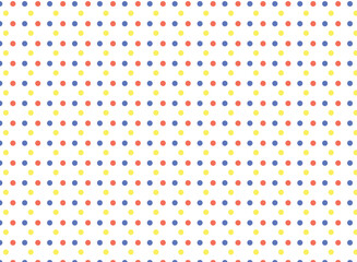 Cute pastel yellow blue pink polka dot pattern background vector.