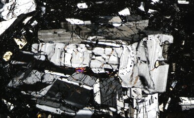 Volcanic rock minerals under microscope