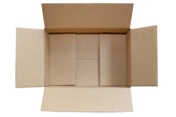 Empty open brown cardboard box
