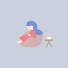 女の子　コーヒー　リラックス