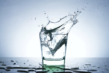 This is a picture of water scattered in a glass from ice.