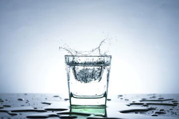 This is a picture of water scattered in a glass from ice.