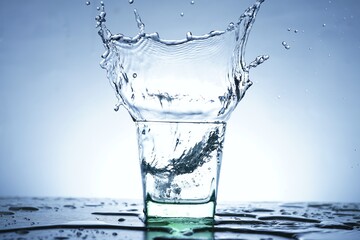 This is a picture of water scattered in a glass from ice.