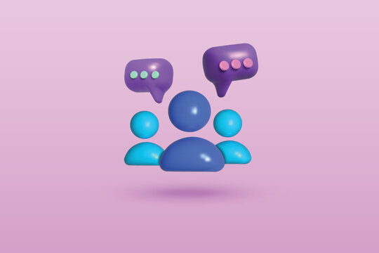 Group chat icon on purple background. 3d vector illustration design.
