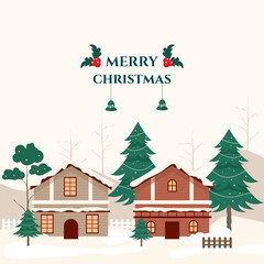Obraz na płótnie Canvas Christmas background in flat design. - Vector.