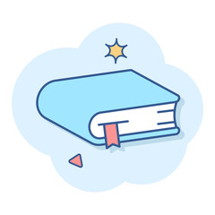 Vector cartoon book library icon in comic style.