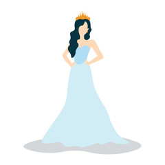 Vector illustration of beauty queen pageant winner on white background