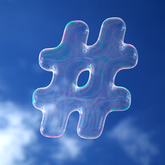 realistic bubble hashtag marks.