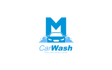 M logo carwash for identity. car template vector illustration for your brand.