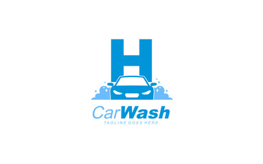 H logo carwash for identity. car template vector illustration for your brand.