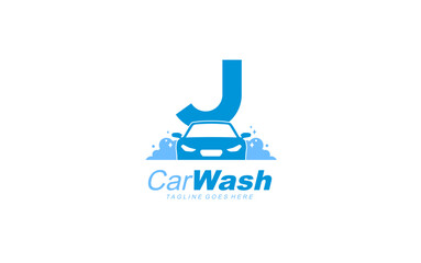 J logo carwash for identity. car template vector illustration for your brand.