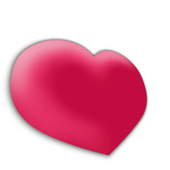 smooth red heart illustration with transparent background facing right