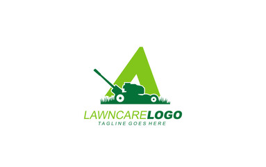 A logo lawncare for branding company. mower template vector illustration for your brand.