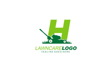 H logo lawncare for branding company. mower template vector illustration for your brand.