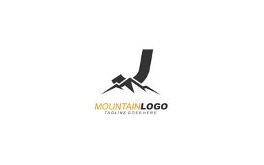 J logo mountain for identity. letter template vector illustration for your brand.