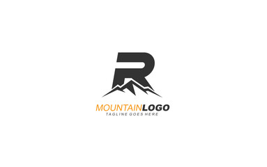 R logo mountain for identity. letter template vector illustration for your brand.