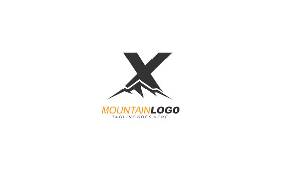 X logo mountain for identity. letter template vector illustration for your brand.